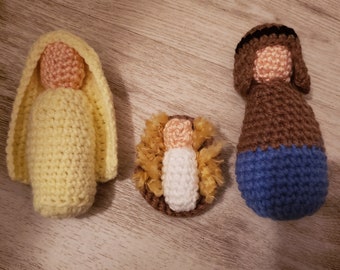 Nativity amigurumi set-crocheted-3 pieces. Great for Christmas!