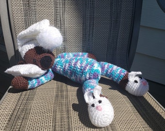PDF PATTERN ONLY-Sleepy teddy toy with pillow.