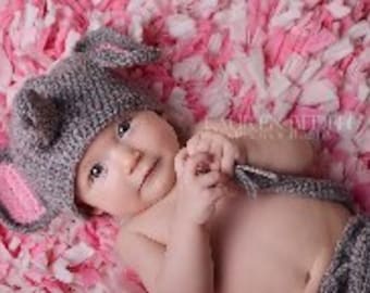 SALE  Baby or child diaper cover & hat set  Elephant   0-3 mths or any size to 18mth same price Pink,blue or Gray