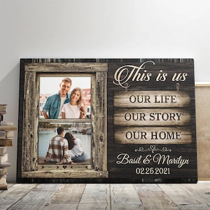 Personalized Couple Canvas, This Is Us Rustic Canvas Wall Art | Custom Photo Collage | Anniversary Gifts, Wife Husband Valentines Gifts