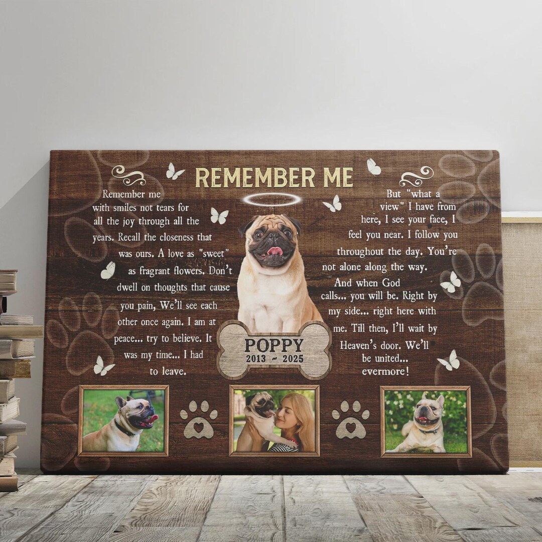 Custom Dog Memorial Canvas – “remember Me” Personalized Pet Loss Gift ...