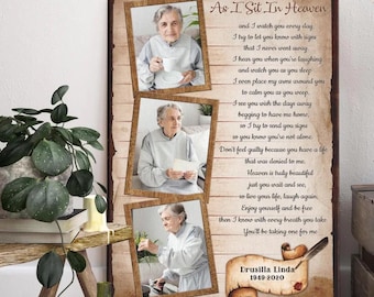 As I Sit In Heaven Poem Memorial Canvas - Personalized Photo Memorial Gift, Loss of Loved One, Sympathy Gift for Family, Tribute Keepsake