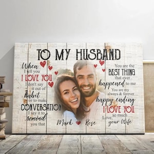 Personalized Couples Canvas, Custom Photo And Name, Anniversary Gift, Love Gifts, Valentines Gift For Him, To My Husband Dem Canvas