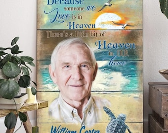 Personalized Memorial Canvas Print: Remembrance Gift with Photo & Text, Because Someone We Love Is In Heaven