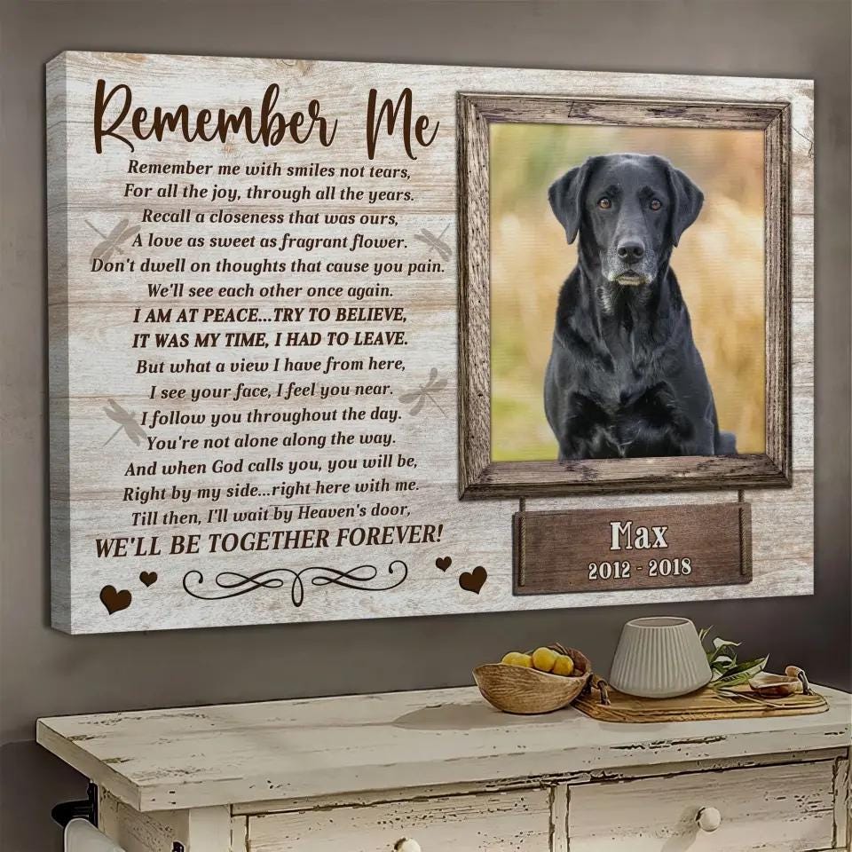 Personalized Dog Memorial Canvas Print: Pet Loss Sympathy Gift ...