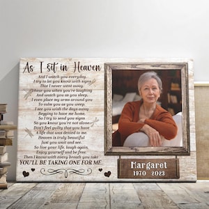 Personalized Memorial Photo Canvas: &quot;As I Sit In Heaven&quot; Poem