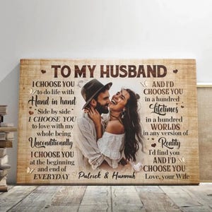 Personalized Couples Canvas Prints, Custom Photo And Name, Anniversary Gift, Love Gifts, Valentines Gift For Him, To My Husband Dem Canvas