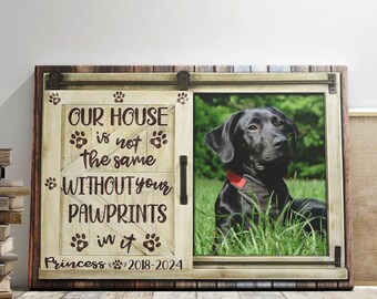 Custom Dog Memorial Canvas: Pawprints Poem, Pet Loss Gift