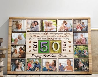 Personalized 50th Birthday Photo Collage Canvas: Custom Memory Wall Art