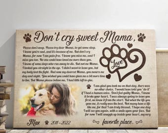 Personalized Photo Dog Memorial Canvas: Pet Loss Sympathy Gift