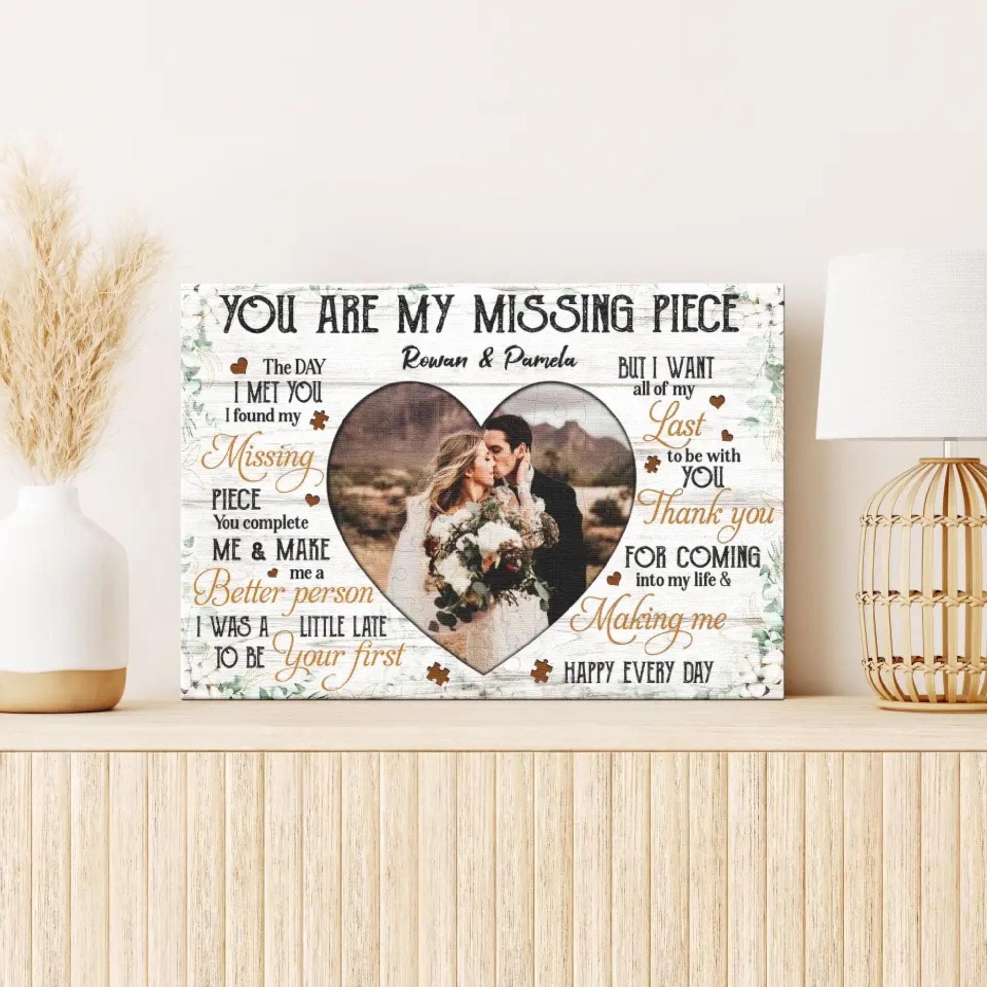 Gift For Couples You Are My Missing Piece, Personalized Custom Couple Poster /Canvas Anniversary Gifts