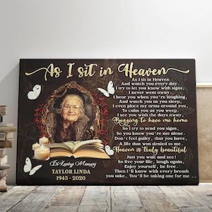 Personalized Memorial Photo Canvas Print: &#39;As I Sit In Heaven&#39; Poem