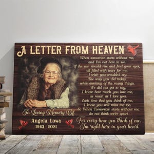 Personalized Memorial Canvas For Loss | Sympathy Gifts For Passed Loved Ones | A Letter From Heaven | In Memory of Loved One Gifts