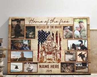 Personalized Military Photo Collage Canvas: Veteran Tribute Wall Art