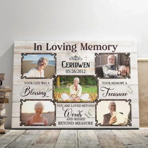 Personalized Canvas Prints, Memorial Photo Gift Ideas, Sympathy Gift, In Loving Memory Gifts, Remembrance Gift for Family Dem Canvas