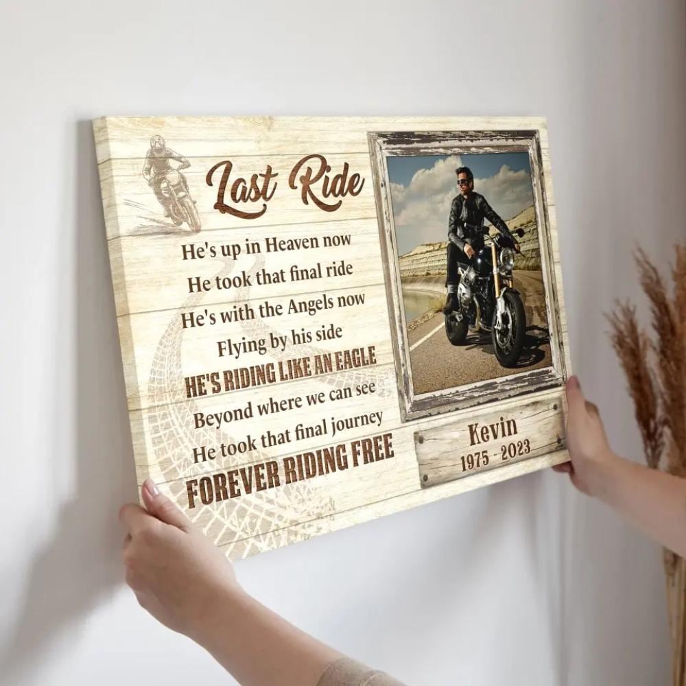Personalized Motorcycle Memorial Canvas: Last Ride Tribute, Custom ...