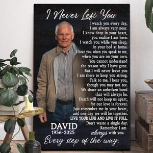 Memorial Personalized Canvas Prints - Custom Photo & Text - 5 Sizes - Memorial Gifts, I Never Left You - Dem Canvas