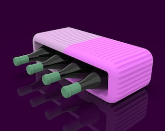 Portabottiglie per 4 bottiglie stampabile in 3D STL: portabottiglie moderno e minimalista (file digitale)