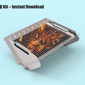 Flat Pack BBQ Grill CNC-Pläne - Dxf- und PDF-Dateien für Laser/Plasmaschneiden | Tragbarer Metallgrill für Camping und Kochen im Freien