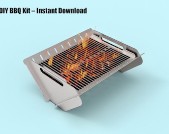 Piani CNC per barbecue in kit – Griglia da campeggio portatile (dxf, pdf)