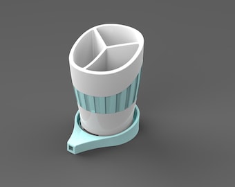 Hygienic Toothbrush Holder STL Files: 3-Part Design with Drain (Digital Download)