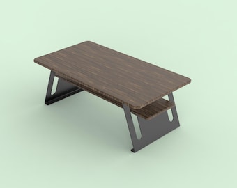 Modern Wood Coffee Table with Aluminum Legs: CNC DXF Files (Digital Download)