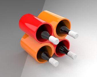Portabottiglie stampabile in 3D: moderno portabottiglie per 4 bottiglie (file digitale)