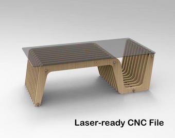 CNC Coffee Table DXF Plans: Modern Wood & Glass Design (Digital Download)