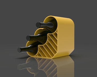 3D Printable Wine Rack STL: Modern Three-Bottle Holder (Digital Download)