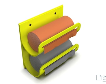 Porta sacchetti della spazzatura stampabile in 3D: montaggio modulare a parete e porta (file STL digitale)