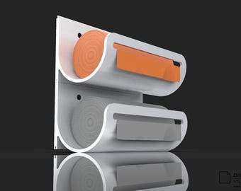 Porta sacchetti della spazzatura stampabile in 3D: montaggio modulare a parete e porta (file STL digitale)