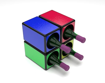 File di stampa 3D (STL) per portabottiglie moderno per 4 bottiglie