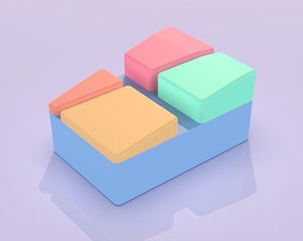 Supporto per telefono geometrico stampabile in 3D STL: decorazione da scrivania a blocchi di colore (assemblaggio richiesto)