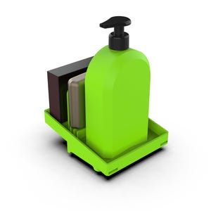 Dispensador de jabón lavavajillas imprimible en 3D con soporte para esponja (archivo STL + PDF)