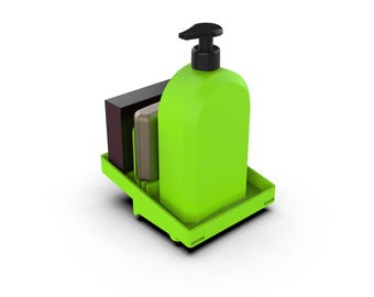 3D Printable Dish Soap Dispenser with Sponge Holder (STL File + PDF)