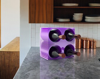 File STL per portabottiglie stampabile in 3D: moderno portabottiglie da tavolo per 4 bottiglie (contenitore per bar di casa)