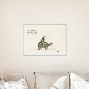 Tortugas “el mejor papá es mío” Acuarela A6 pintada a mano como impresión artística