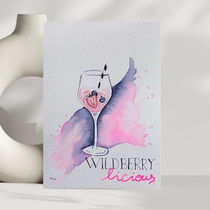 Wildberry Licious - Acquerello A6 dipinto a mano come stampa artistica