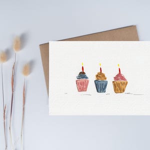 Geburtstagskarte „Muffins“ A6 Aquarell handgemalt als Fine Art Print