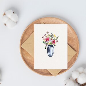Vaso di fiori - varie occasioni - formato A6 acquerello dipinto a mano come stampa artistica