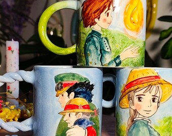 Det rörliga slottet-mugg: Handmålad Studio Ghibli-keramisk kopp