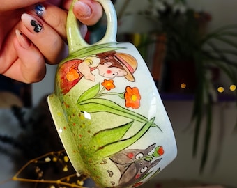 Handmade Totoro & Mei Mug: Studio Ghibli Ceramic Coffee Cup