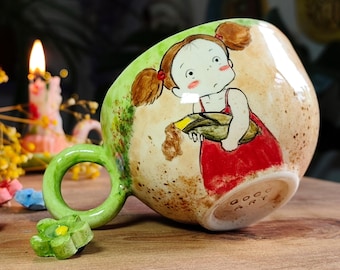Handmade Totoro Mug: Mei Inspired Ceramic Coffee Cup, Anime Gift