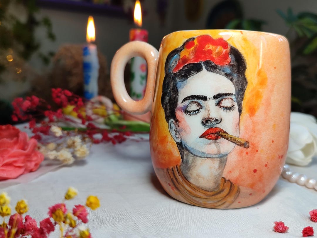 Handpainted Frida Kahlo Mug Handmade Ceramic Art Collectible Etsy