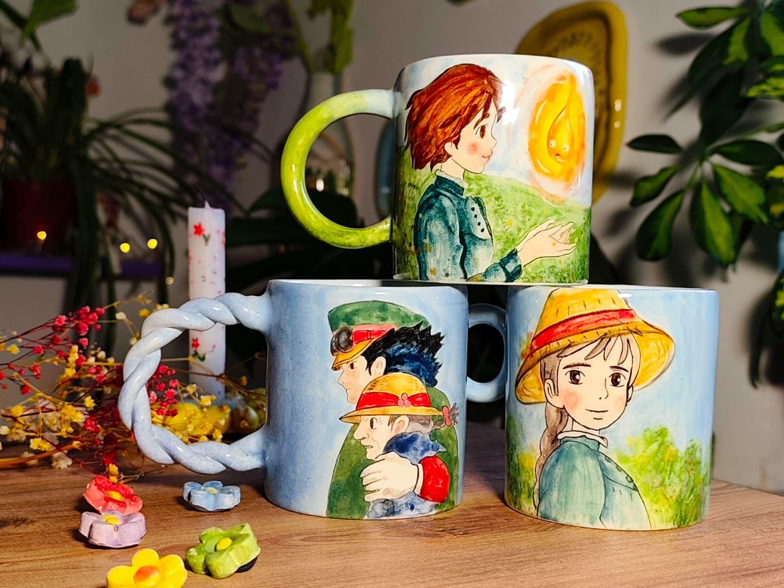 Howl's Moving Castle Mug: Hand-Painted Studio Ghibli Ceramic Cup