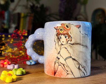 もののけ姫マグカップ：ジブリアニメファンアート陶器コーヒーカップ