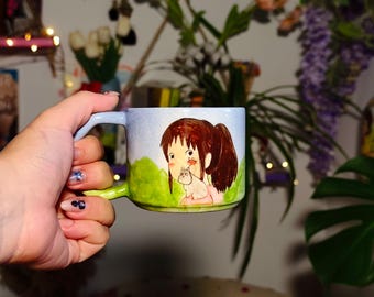 Taza de El Viaje de Chihiro hecha a mano: Taza de café de cerámica de Studio Ghibli