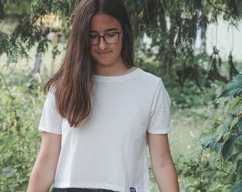 Women's Crop Tee -Plain Apparel - Natural