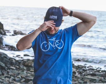 BIKE - Men's Eco Tee  Sustainable Tee. Mens Hiker Tshirt. Explorer Tshirt. Gifts for Dad.  Mountain Tee Pnw BC Bicycle Mountain