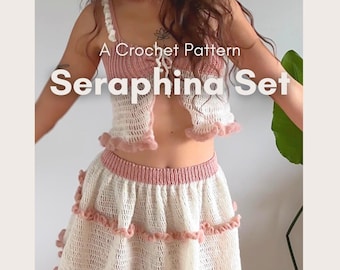 Patrón de top y falda con volantes de crochet: Conjunto a medida (Descarga PDF)